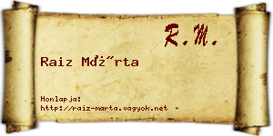 Raiz Márta névjegykártya